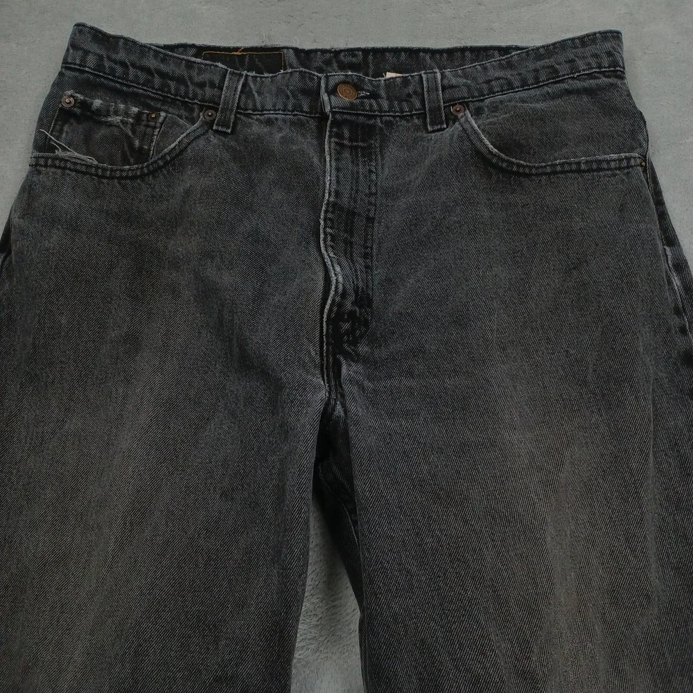 Levis 550 Jeans Mens 34x30 Black Denim Distressed Relaxed Fit Tapered Pockets